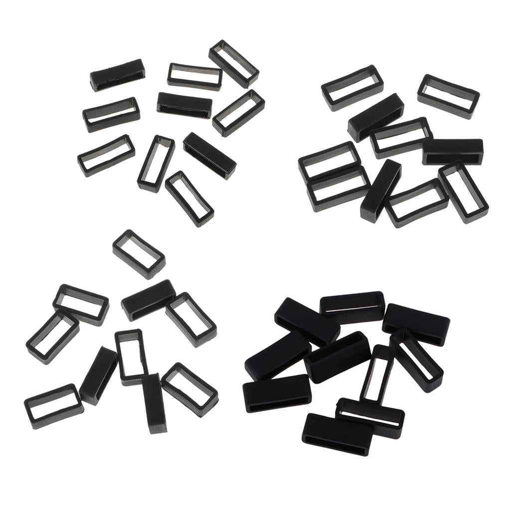 40x Black Watch Band Strap Replacement Rubber Strap Loops Holder 18-24mm