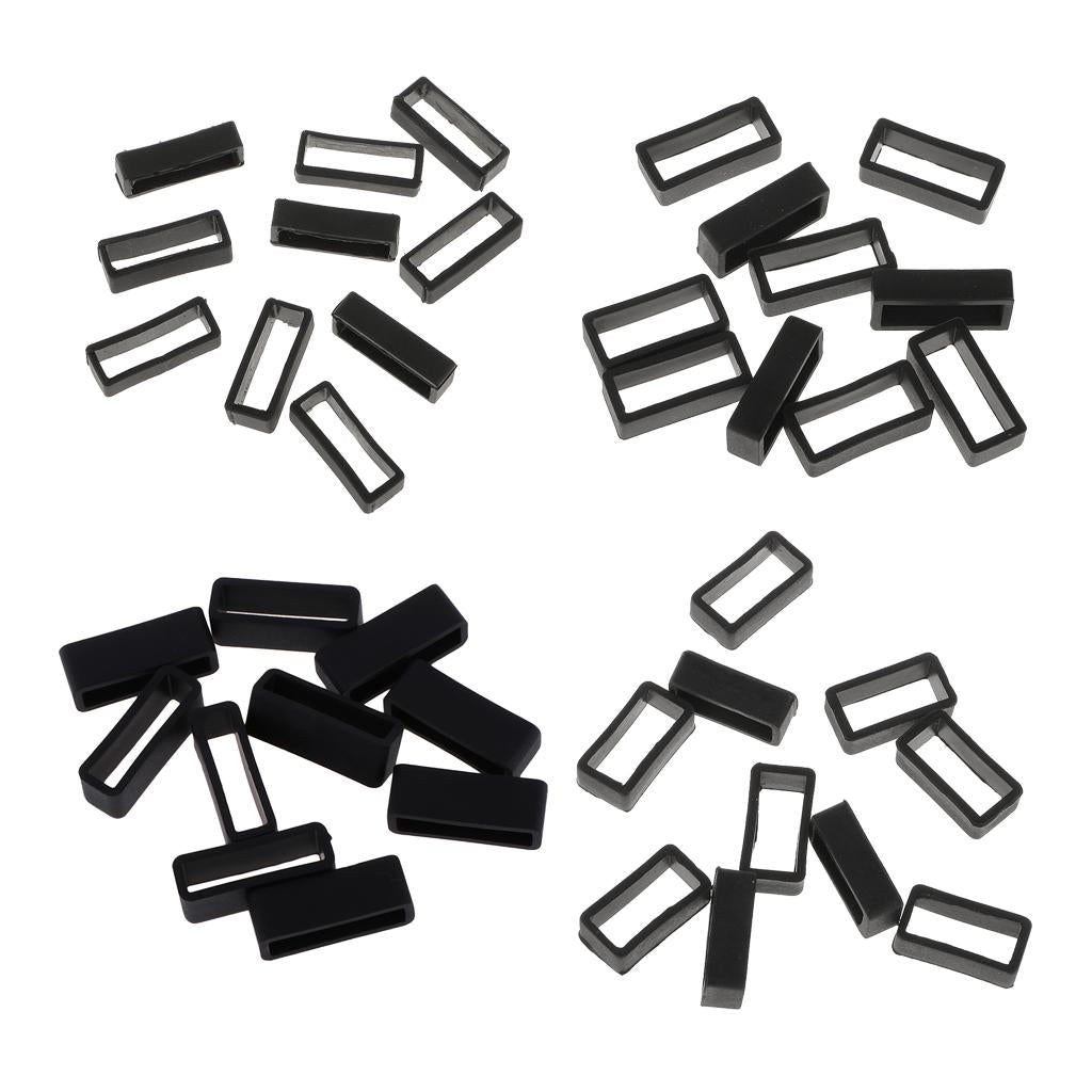 40x Black Watch Band Strap Replacement Rubber Strap Loops Holder 18-24mm