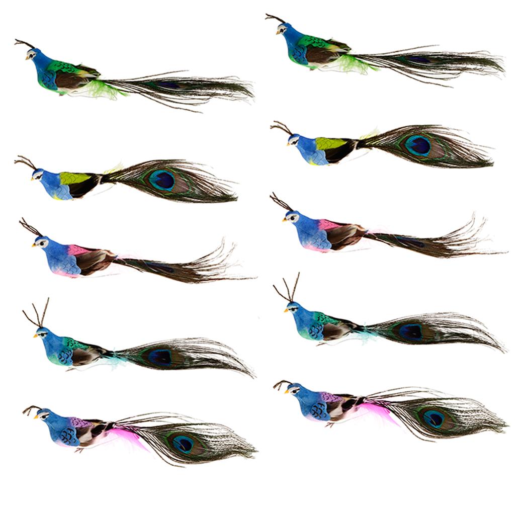 10pcs Artificial Peacock Foam Birds Statue Display Home Garden Art Ornament