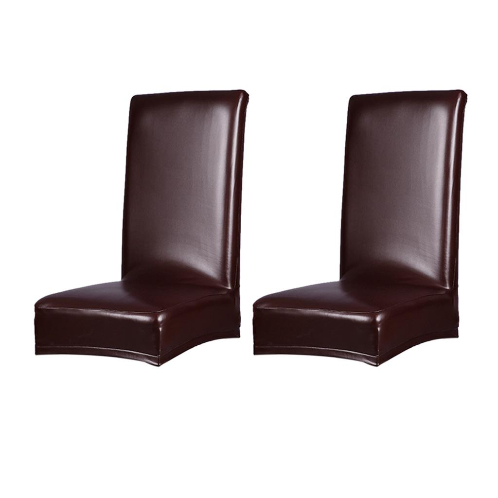2pcs Stretch Chair Cover Leather Seat Cover Dining Room Seat Cover Decor E