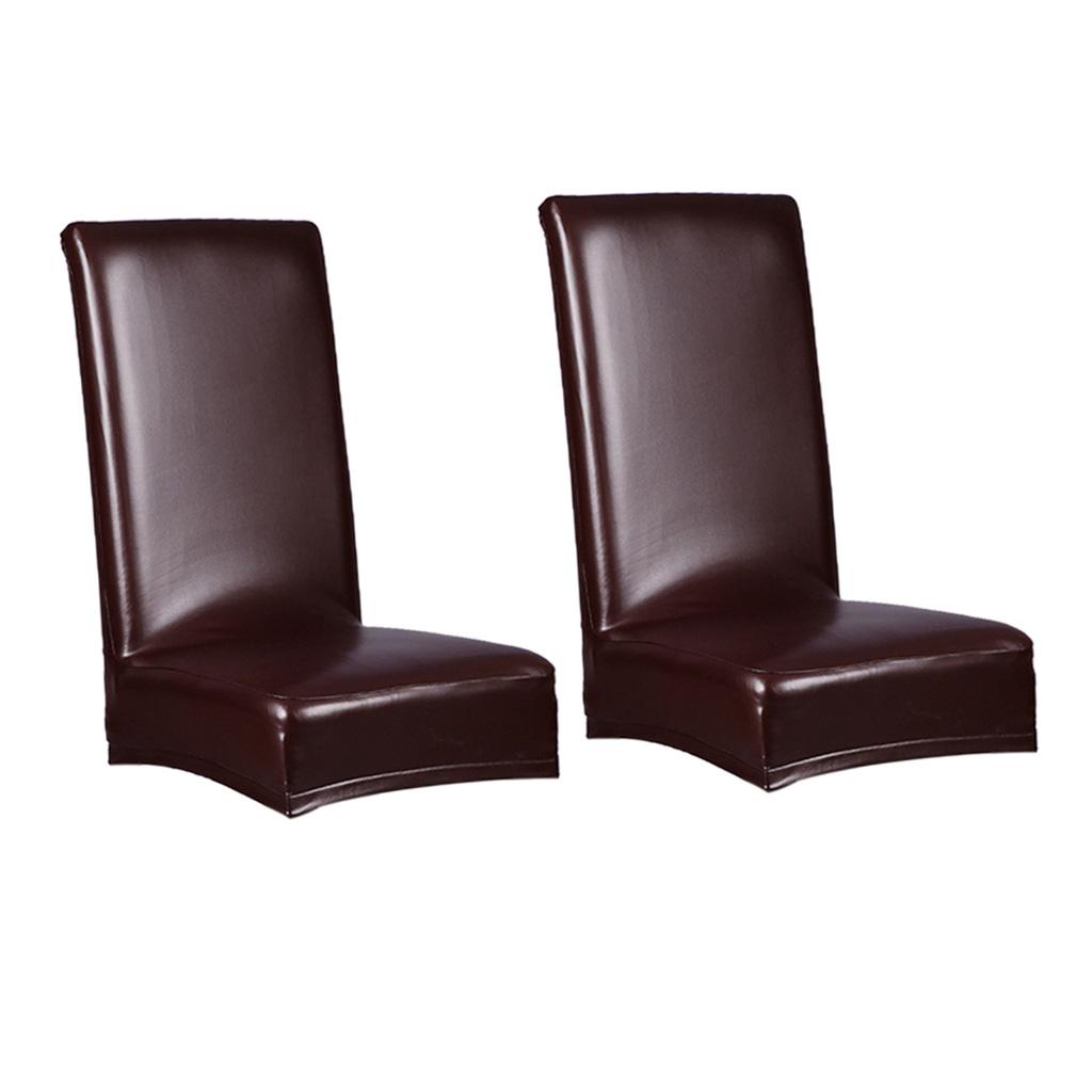 2pcs Stretch Chair Cover Leather Seat Cover Dining Room Seat Cover Decor E