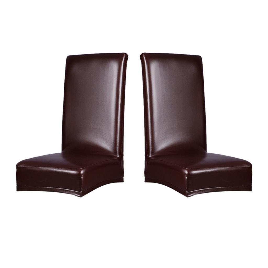 2pcs Stretch Chair Cover Leather Seat Cover Dining Room Seat Cover Decor E