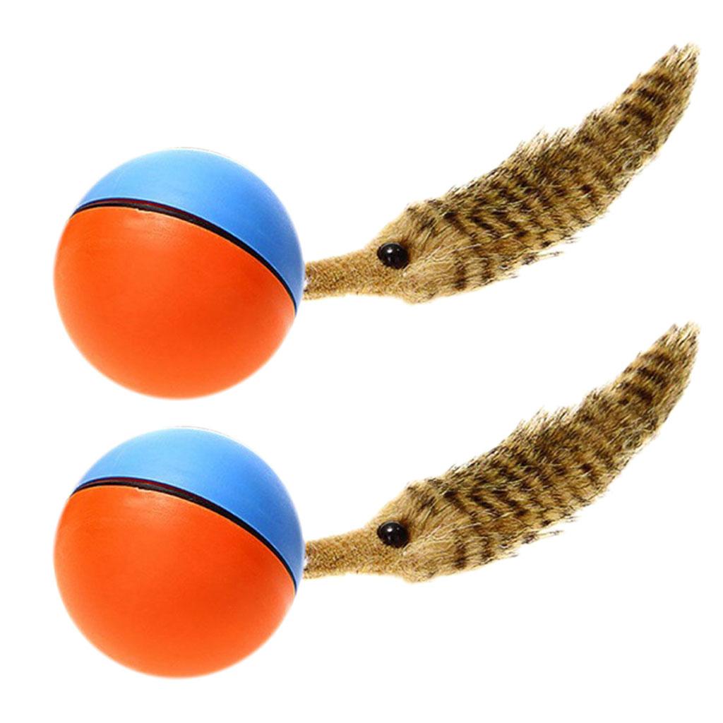 2 Pcs Fun Beaver Weasel Rolling Motor Ball Dog Cat Chaser Jumping Moving Toy