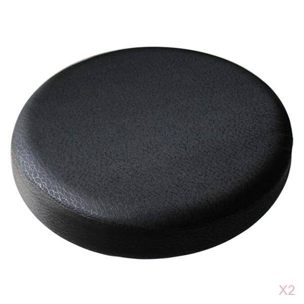 2Pcs Bar Stool Cover Round Lift Chair Seat Sleeve Salon Black_33x10cm