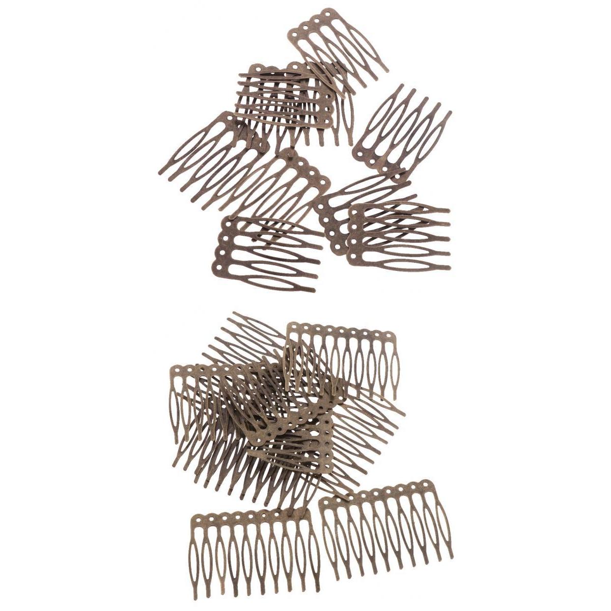20 Pieces Blank Metal Hair Comb for Bridal Hair Accessories DIY Retro Bronze