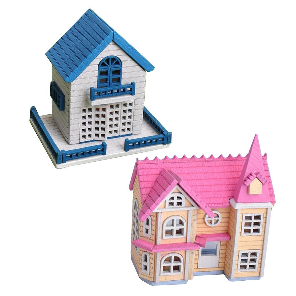 2Set Dollhouse Miniature DIY Doll House Kits Assembly House Xmas Gifts 1/12