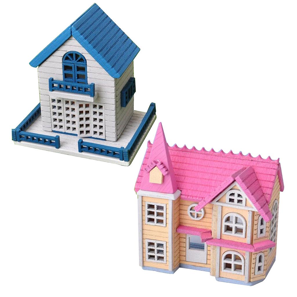 2Set Dollhouse Miniature DIY Doll House Kits Assembly House Xmas Gifts 1/12