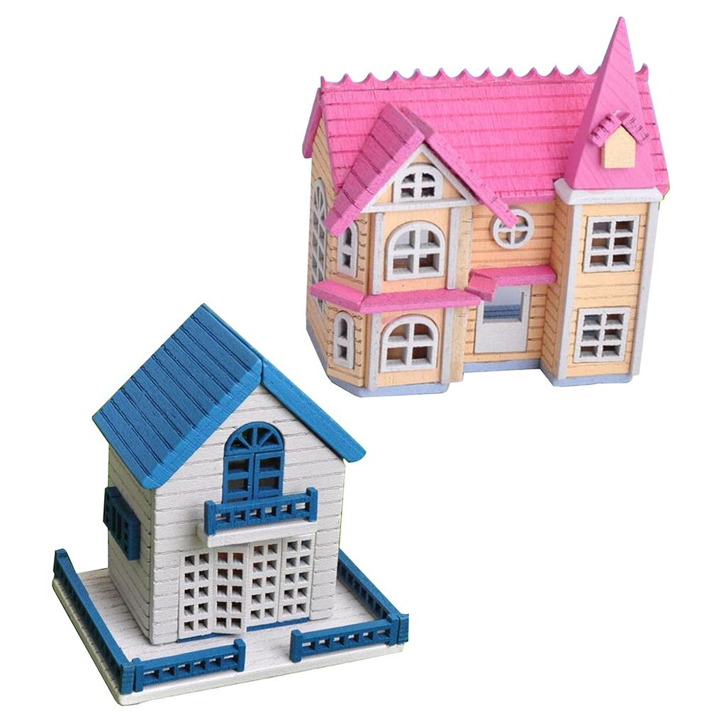 2Set Dollhouse Miniature DIY Doll House Kits Assembly House Xmas Gifts 1/12