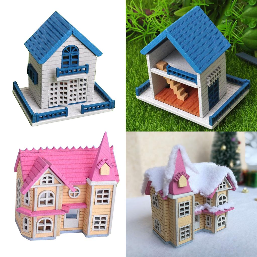 2Set Dollhouse Miniature DIY Doll House Kits Assembly House Xmas Gifts 1/12
