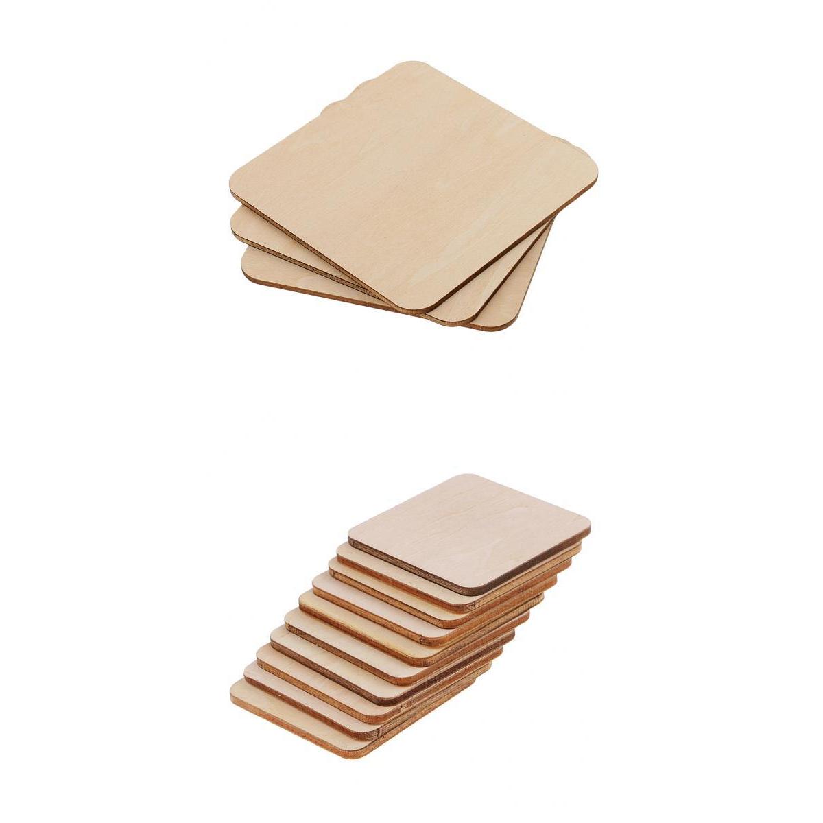 13 Pieces Square MDF Unfinished Wood Pieces Blank Plaque DIY Wooden Craft