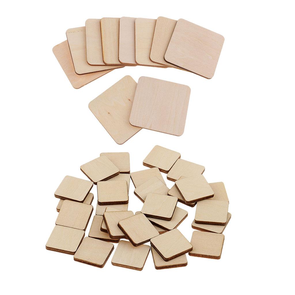 40 Pieces Square Unfinished Blank Wood Sign Plaque Pieces DIY Woodworkings