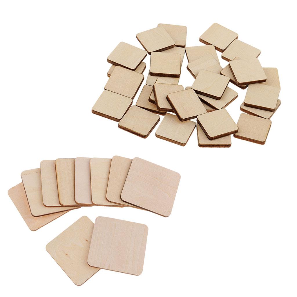 40 Pieces Square Unfinished Blank Wood Sign Plaque Pieces DIY Woodworkings