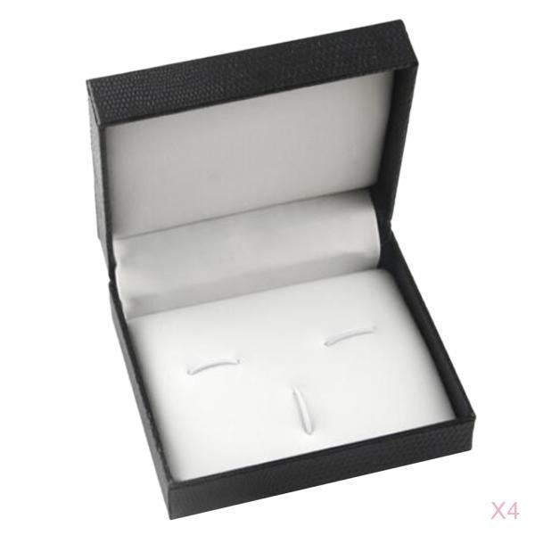 4 Pieces Cufflink Storage Box Wedding Mens Cufflinks Tie Clips Set Display