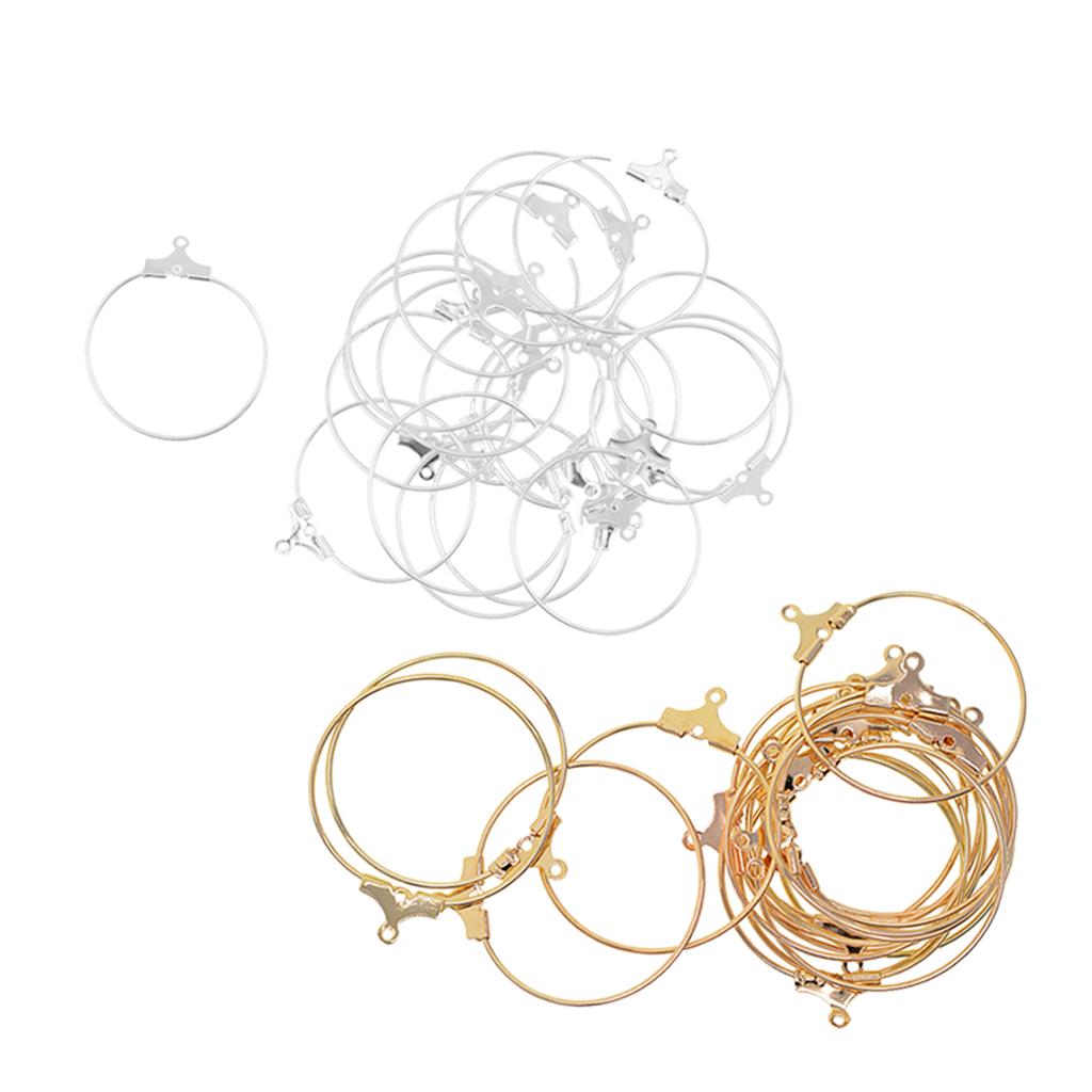40Pcs Round Beading Hoop Earring Hook Connectors DIY Jewelry Findings Craft