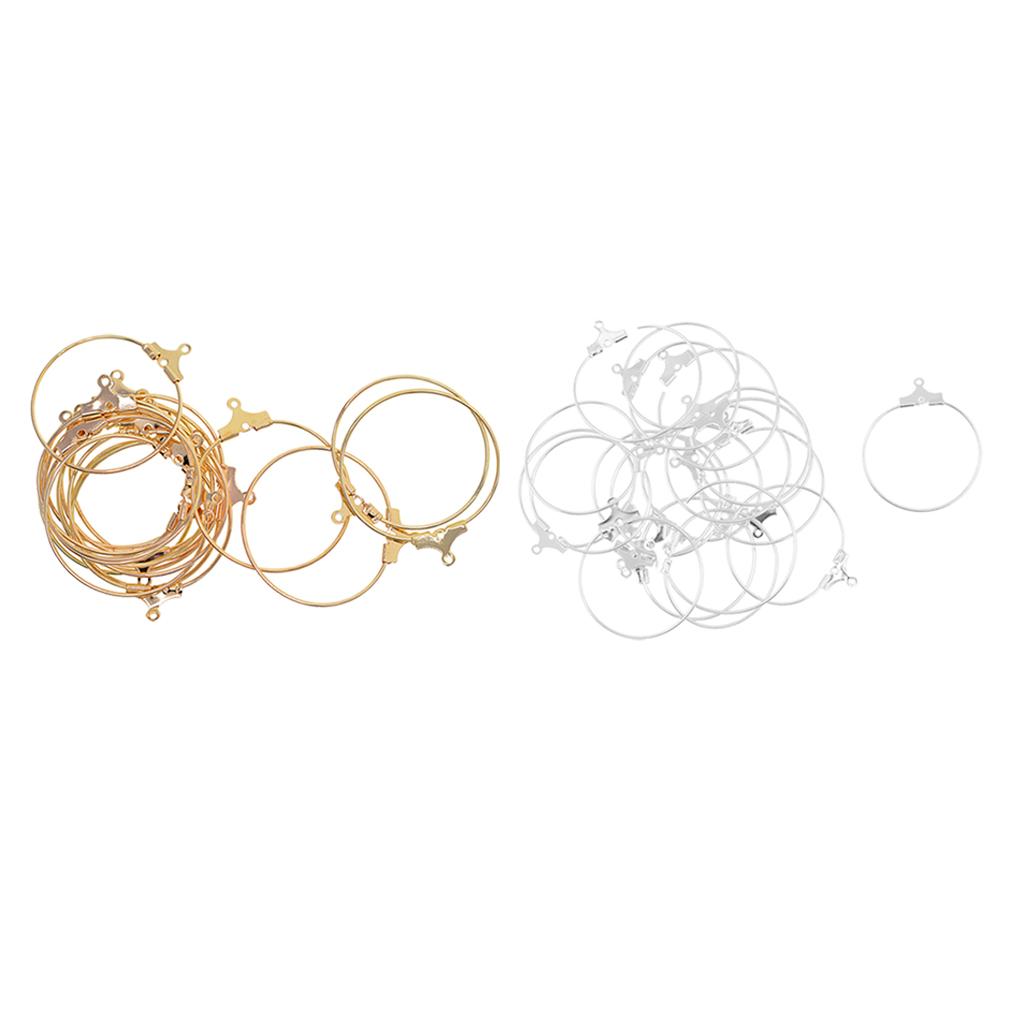 40Pcs Round Beading Hoop Earring Hook Connectors DIY Jewelry Findings Craft