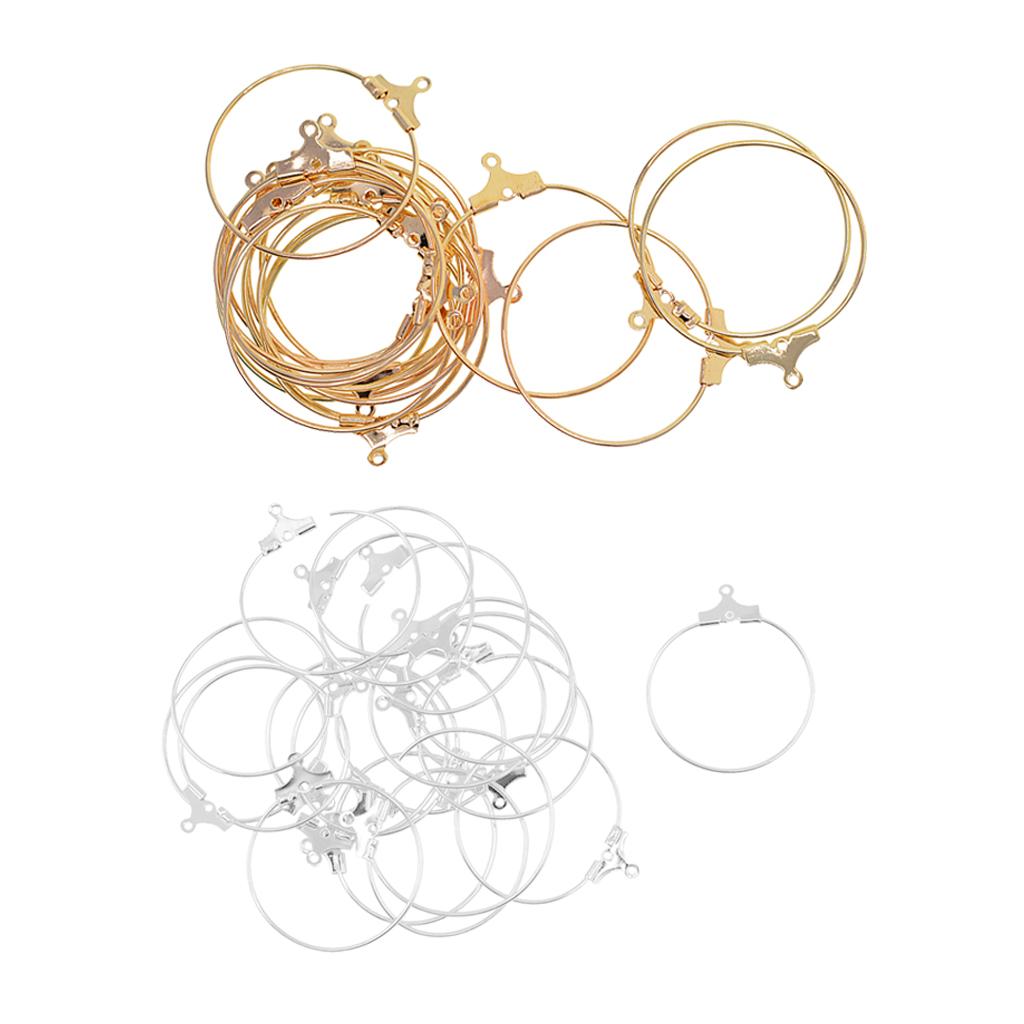 40Pcs Round Beading Hoop Earring Hook Connectors DIY Jewelry Findings Craft