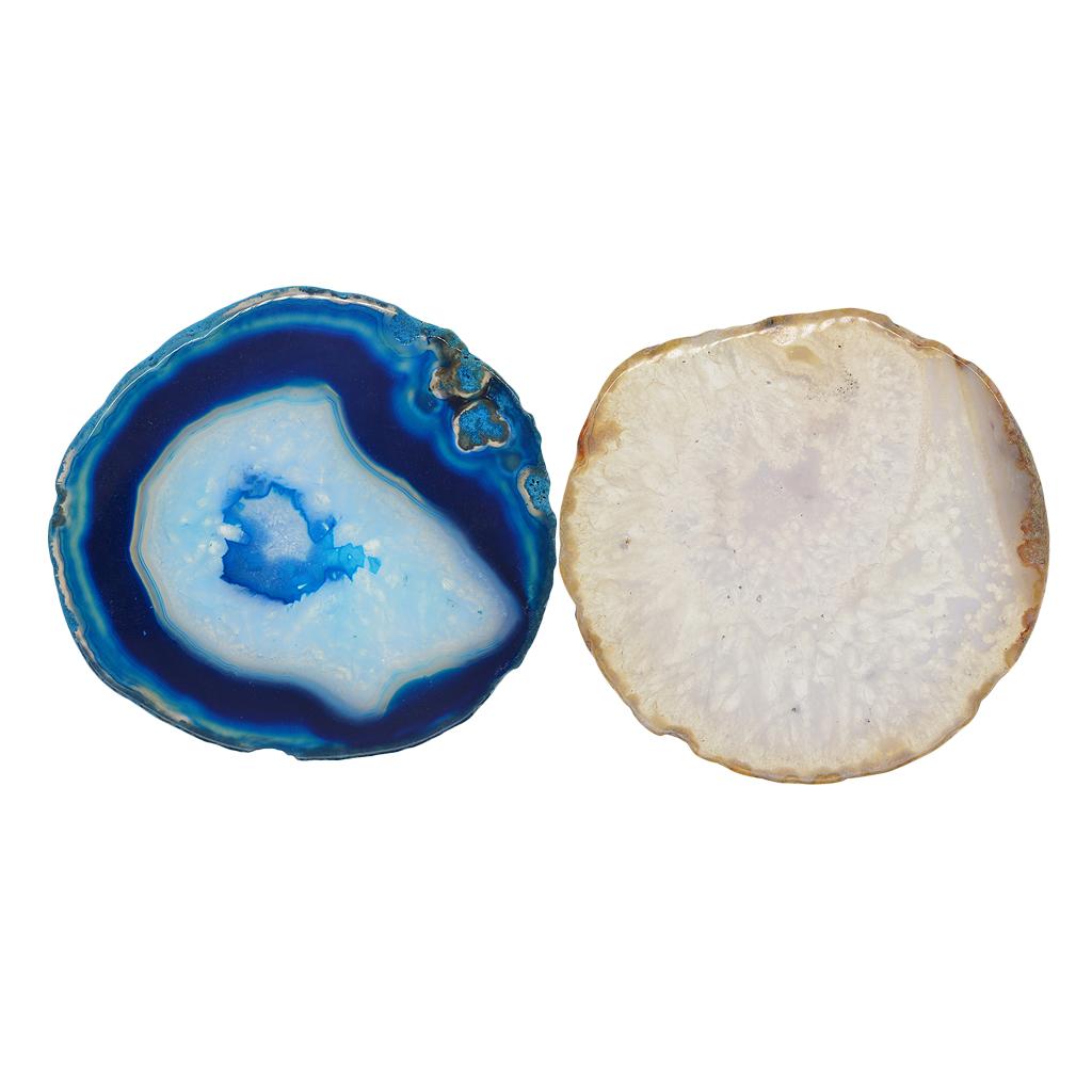 2 Pieces 80-100mm Agate Quartz Crystal Slices Pendant Coaster Home Ornaments