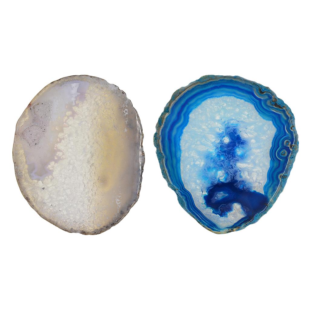 2 Pieces 80-100mm Agate Quartz Crystal Slices Pendant Coaster Home Ornaments