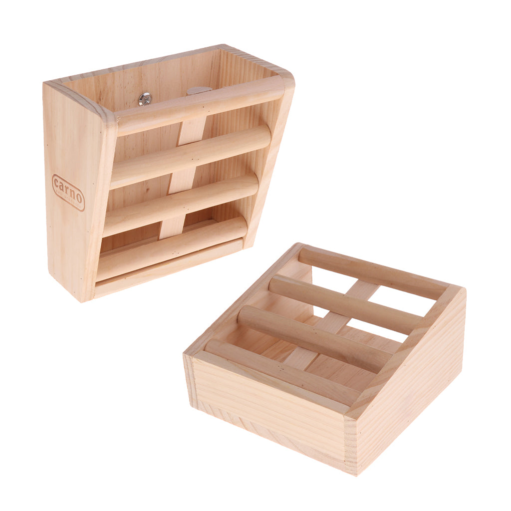 2 Pcs Small Pet Rabbits Guinea Pig Wood Rack Feeder Hay Grass Nesting Holder