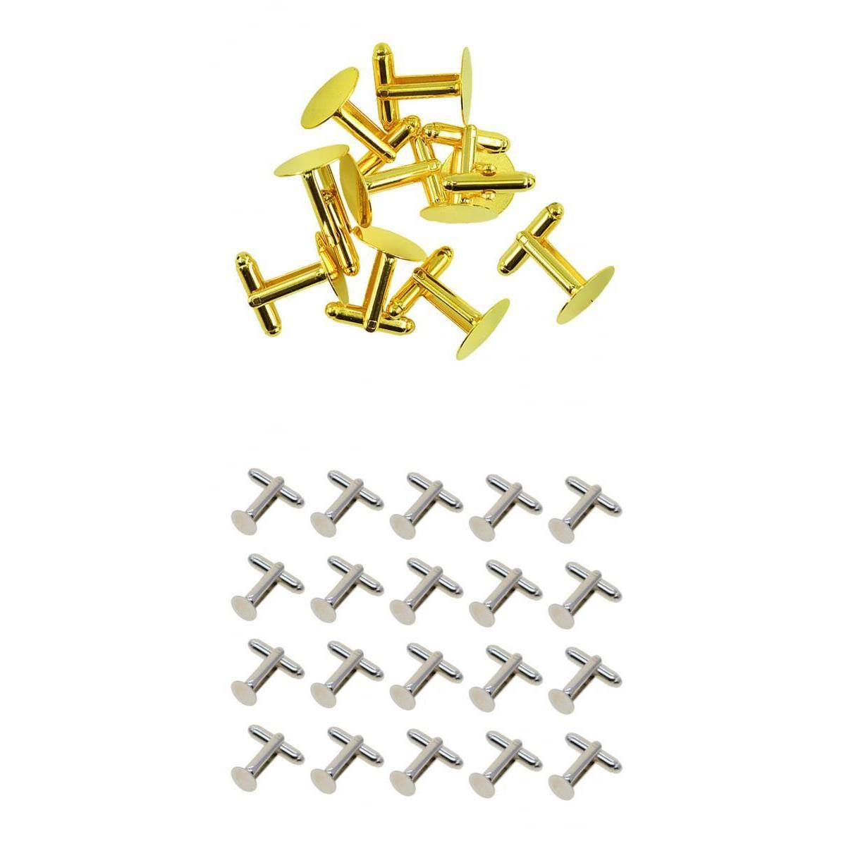 30x 8/15mm Blank Round Cabochon Cuff Link Settings Bases DIY Formal Cufflink