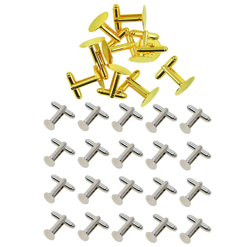 30x 8/15mm Blank Round Cabochon Cuff Link Settings Bases DIY Formal Cufflink