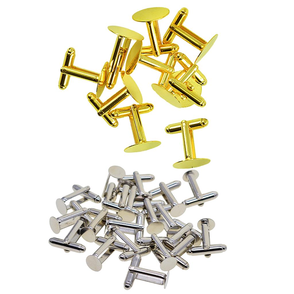 30x 8/15mm Blank Round Cabochon Cuff Link Settings Bases DIY Formal Cufflink