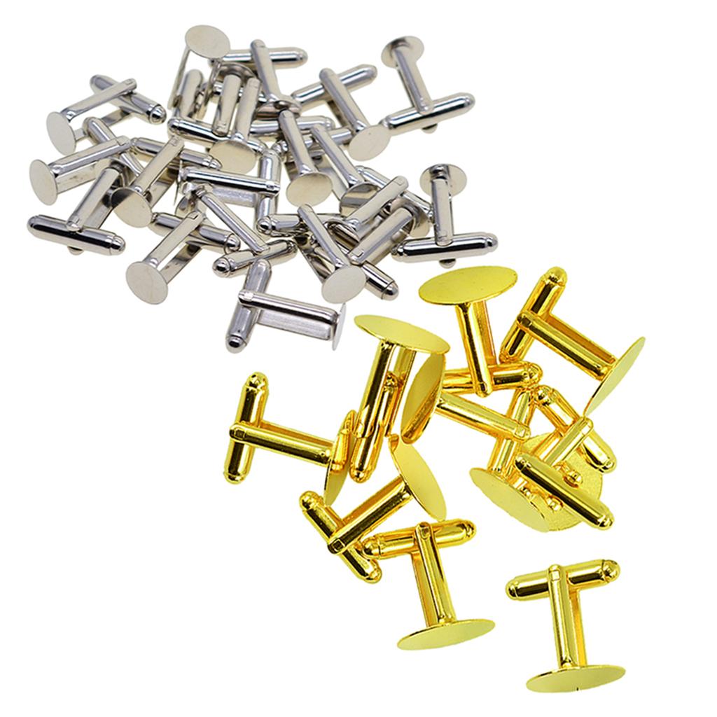 30x 8/15mm Blank Round Cabochon Cuff Link Settings Bases DIY Formal Cufflink