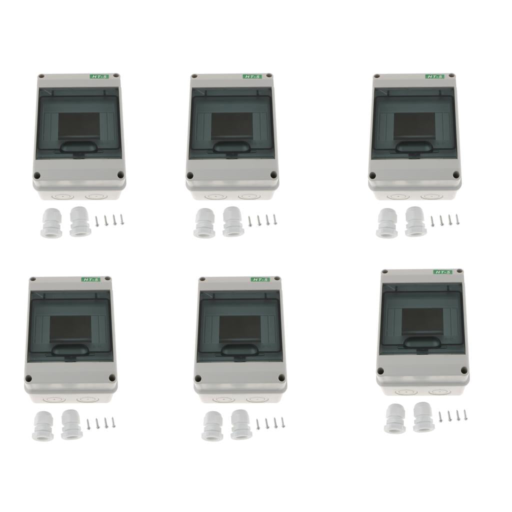 6Pcs Plastic Distribution Box for Circuit Breaker Indoor On the Wall 5WAYS