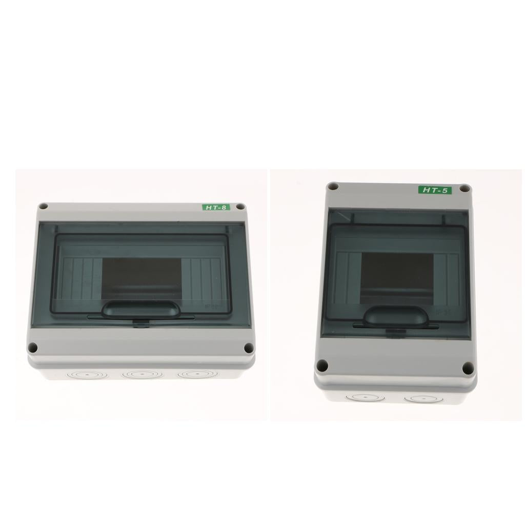 2Pcs 5&8Ways Plastic Distribution Box for Circuit Breaker Indoor On the Wall