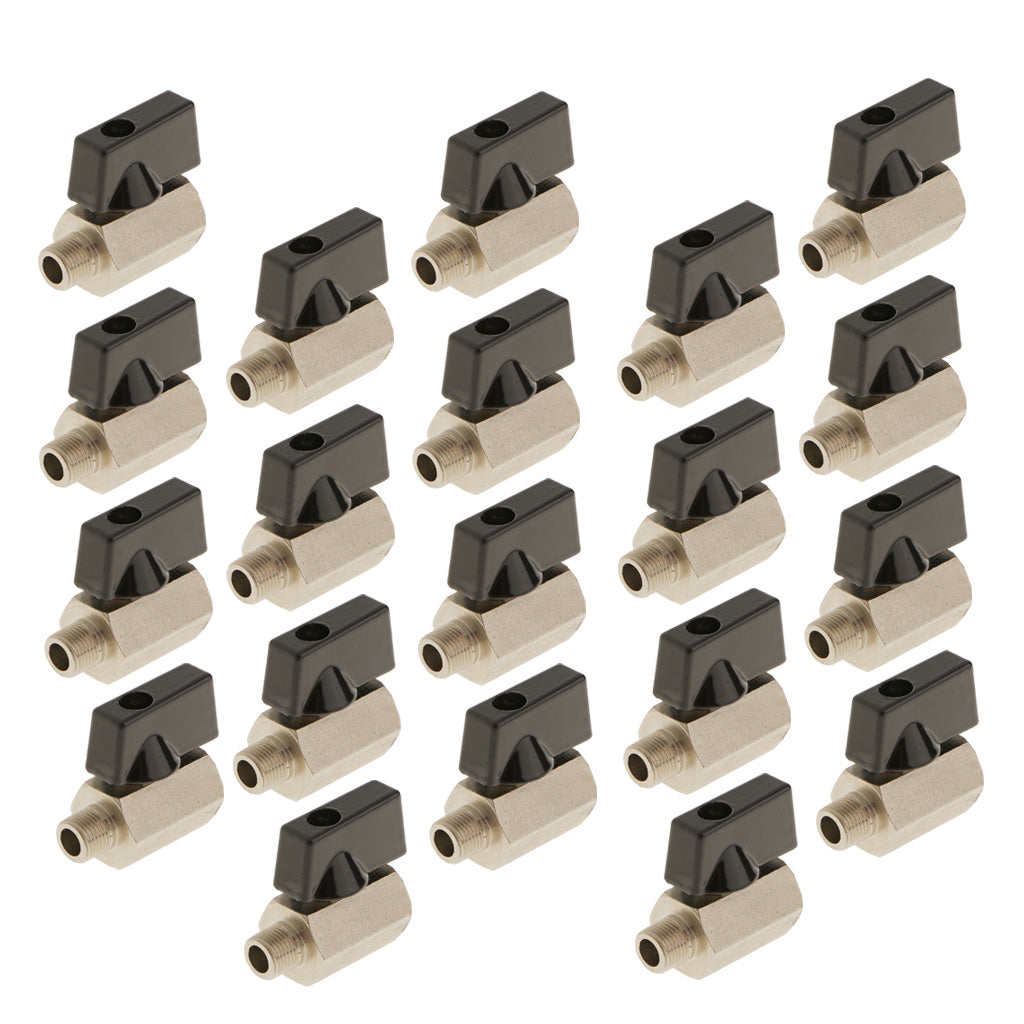 20 piece Female x Male-1/8 NPT Brass Ball Valve Shut Off Switch Sand Blast