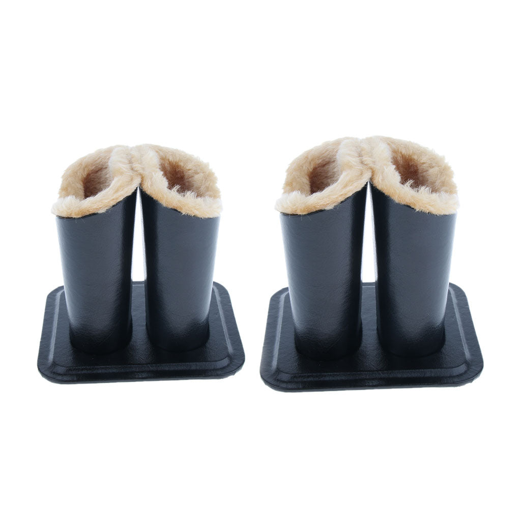 2 Pieces PU Double Head Upright Plush Lined Eyeglass Holder Stand Pen Holder
