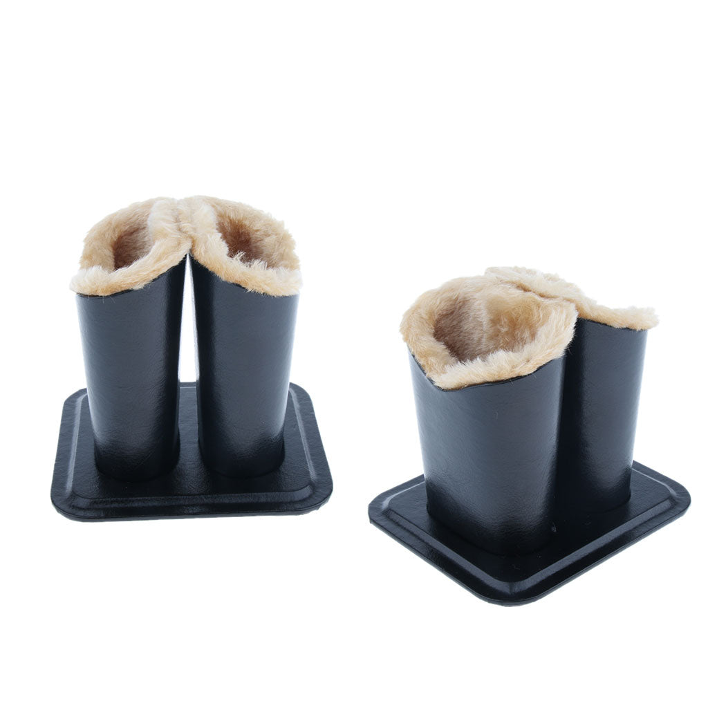 2 Pieces PU Double Head Upright Plush Lined Eyeglass Holder Stand Pen Holder