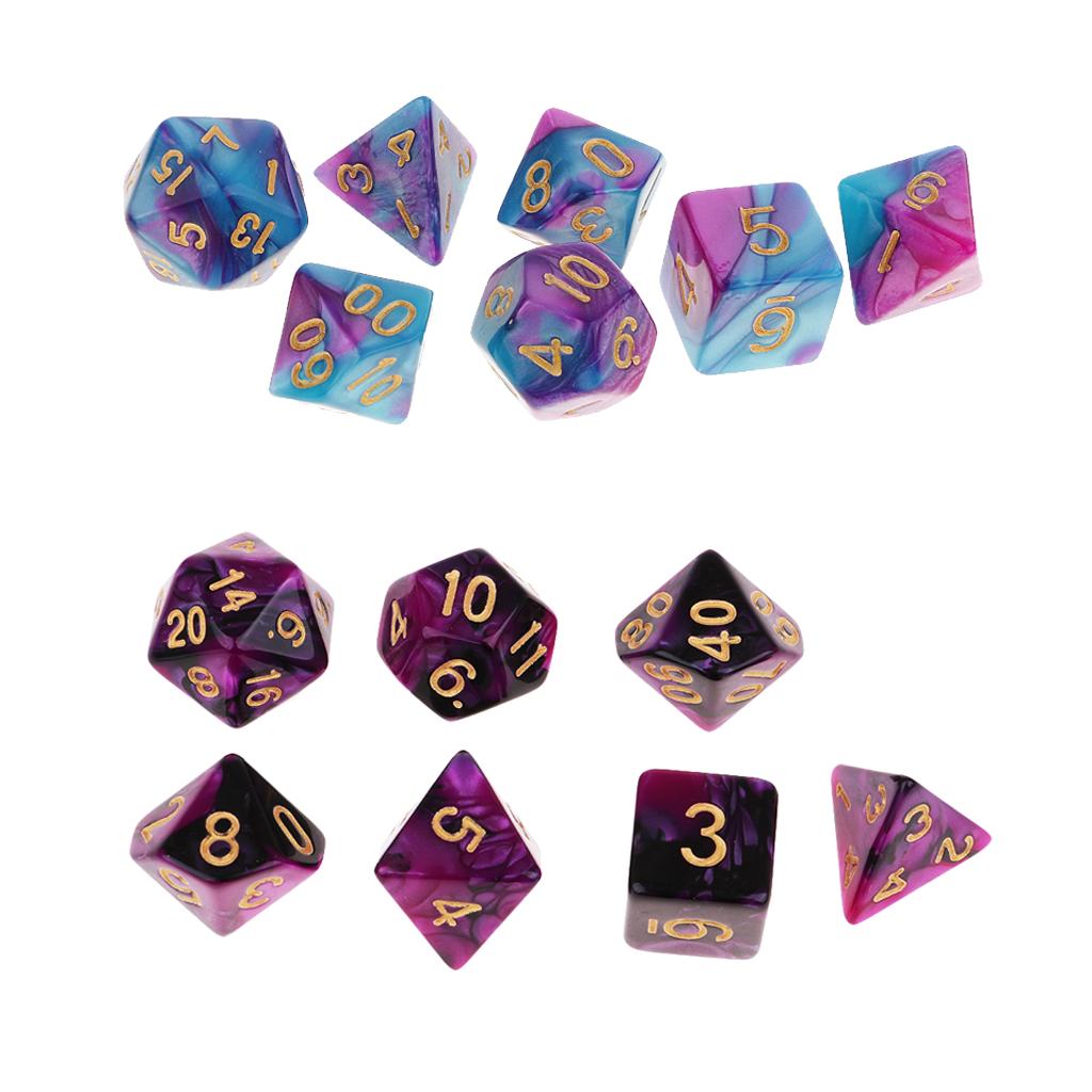14 Pieces Polyhedral Dice D20 D12 D10 D8 D6 D4 for Dungeons and Dragons RPG