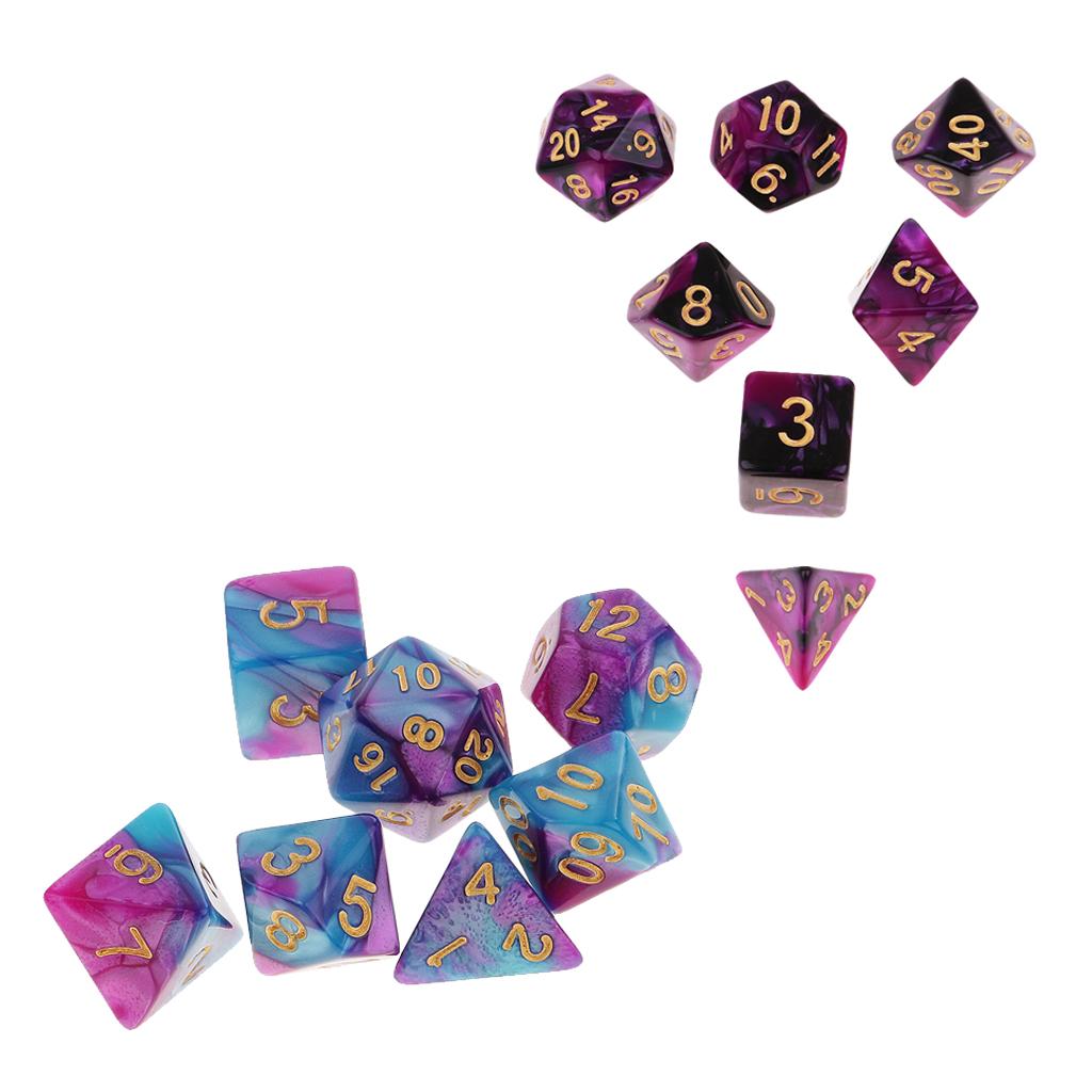 14 Pieces Polyhedral Dice D20 D12 D10 D8 D6 D4 for Dungeons and Dragons RPG