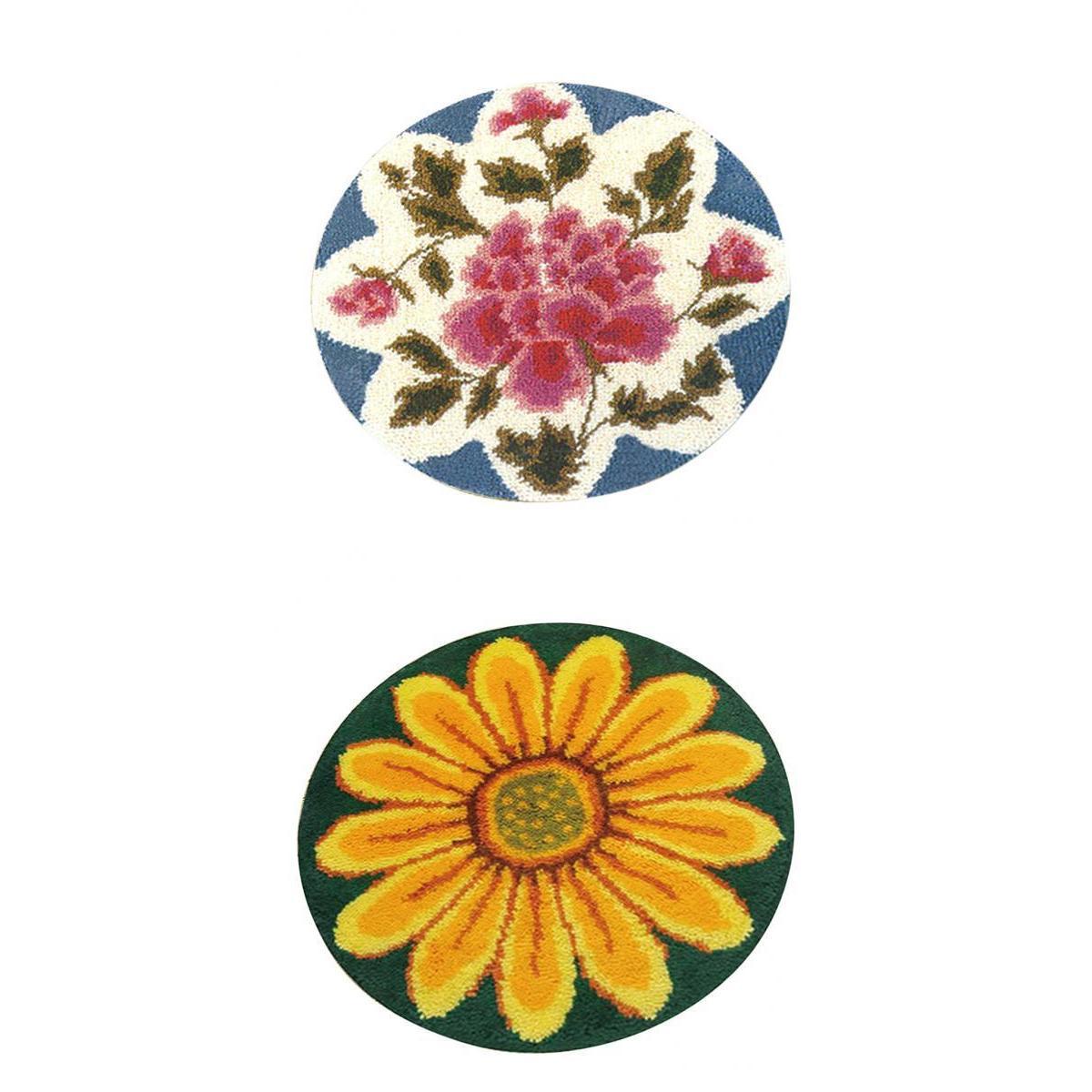 2 Sets Latch Hook Rug Kit DIY Flowers Carpet Craft Rug Making for Adults