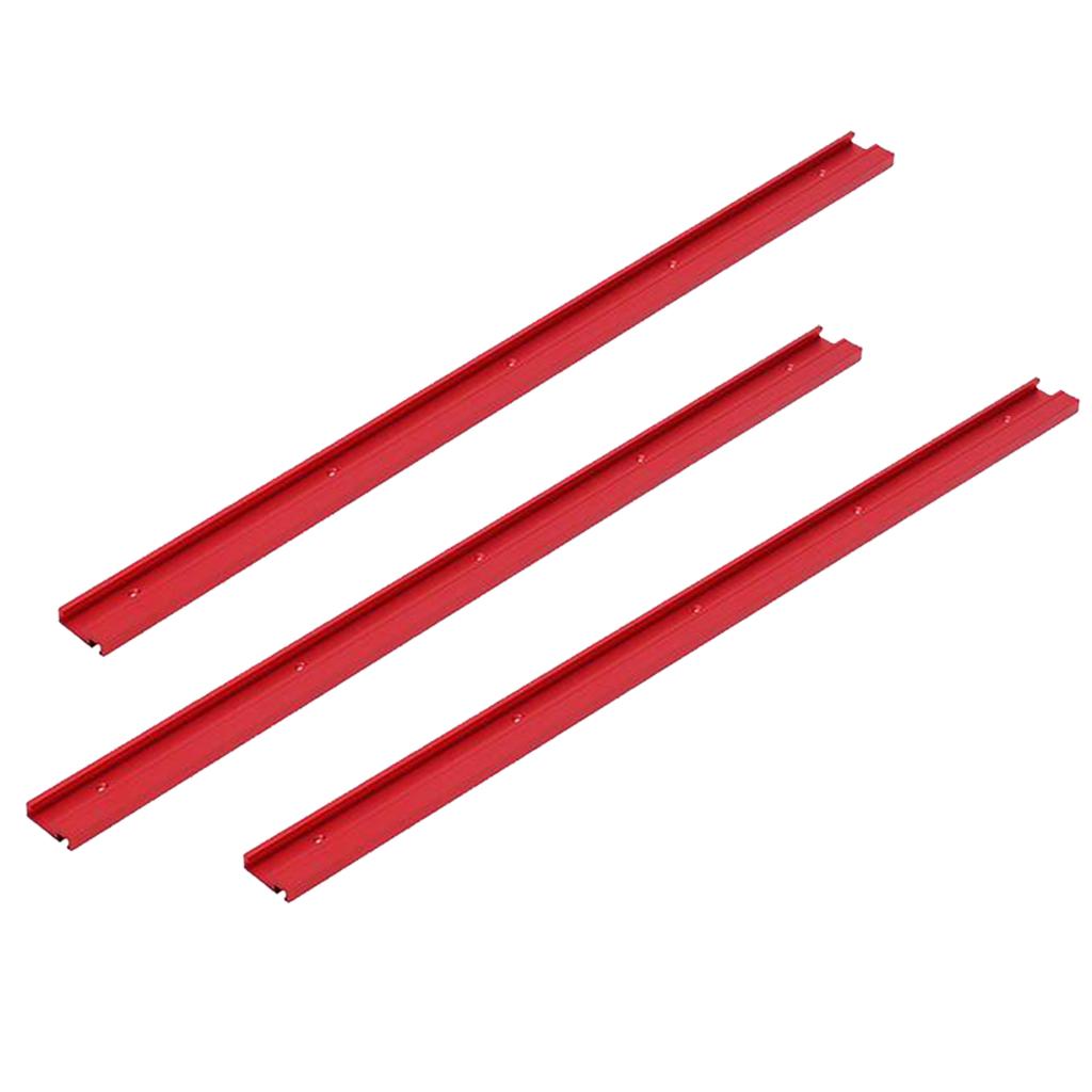 3x 600mm T-track Woodworking 45x12.8mm T-slot Miter Track Red Aluminum Alloy