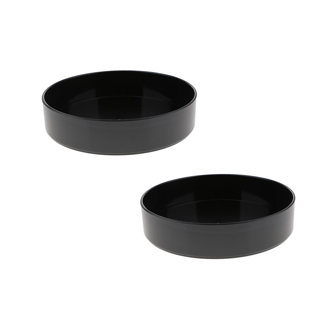 2xPlastic Round Ikebana Suiban Vase Pot Bonsai Flower Container Black 33cm