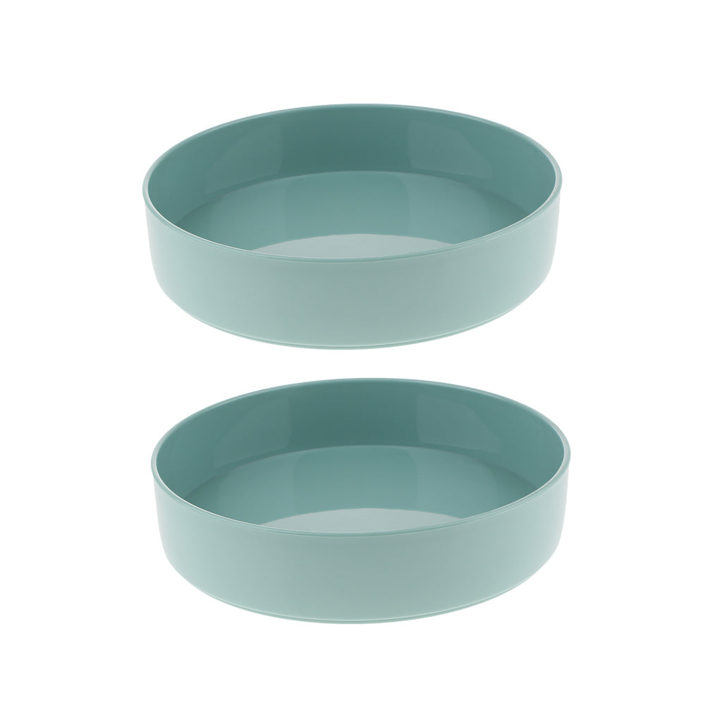 2xPlastic Round Ikebana Suiban Vase Pot Bonsai Flower Container Green 33cm