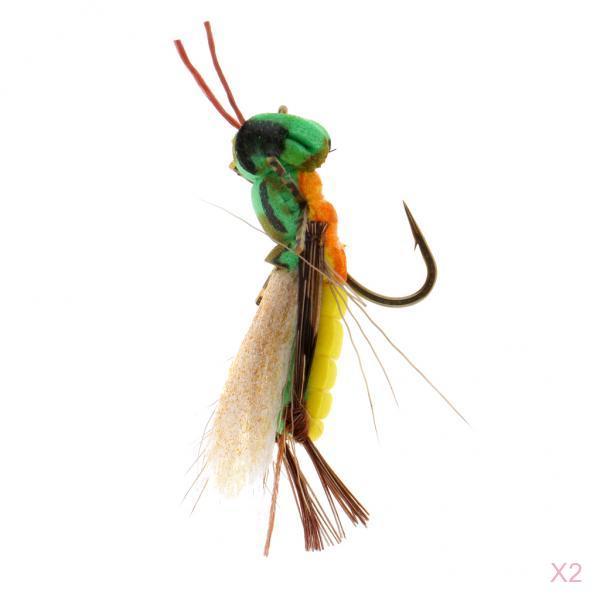 2pcs Grasshopper Handmade Fly Fishing Lures Floating Fly Fishing Flies