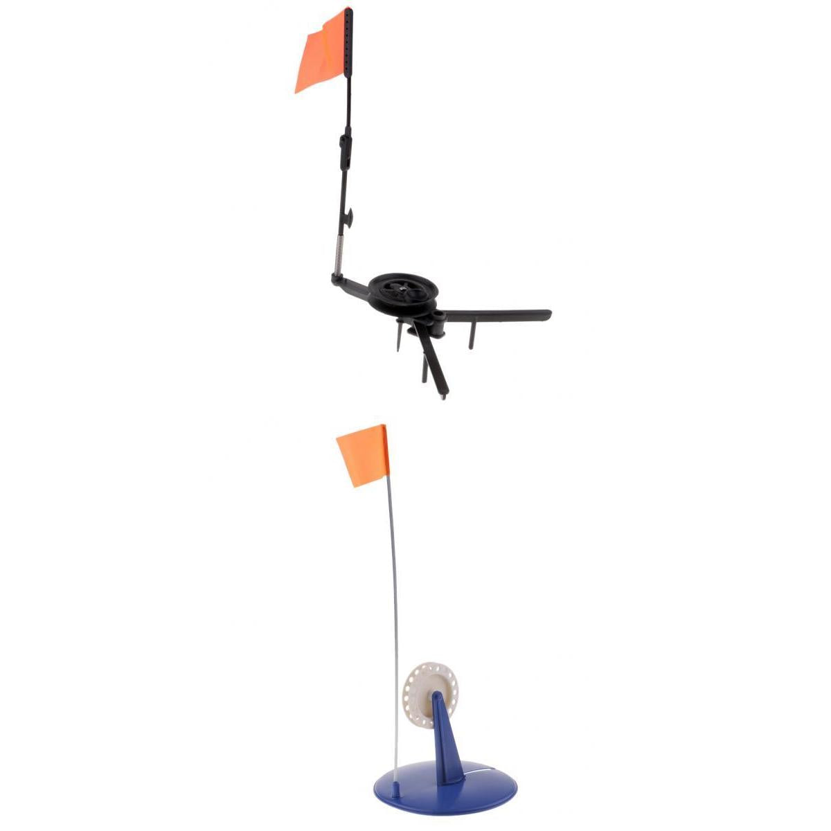 2pcs ABS Ice Fishing Tip-Up Ice Fishing Rod with Hole Cover and Orange Flag