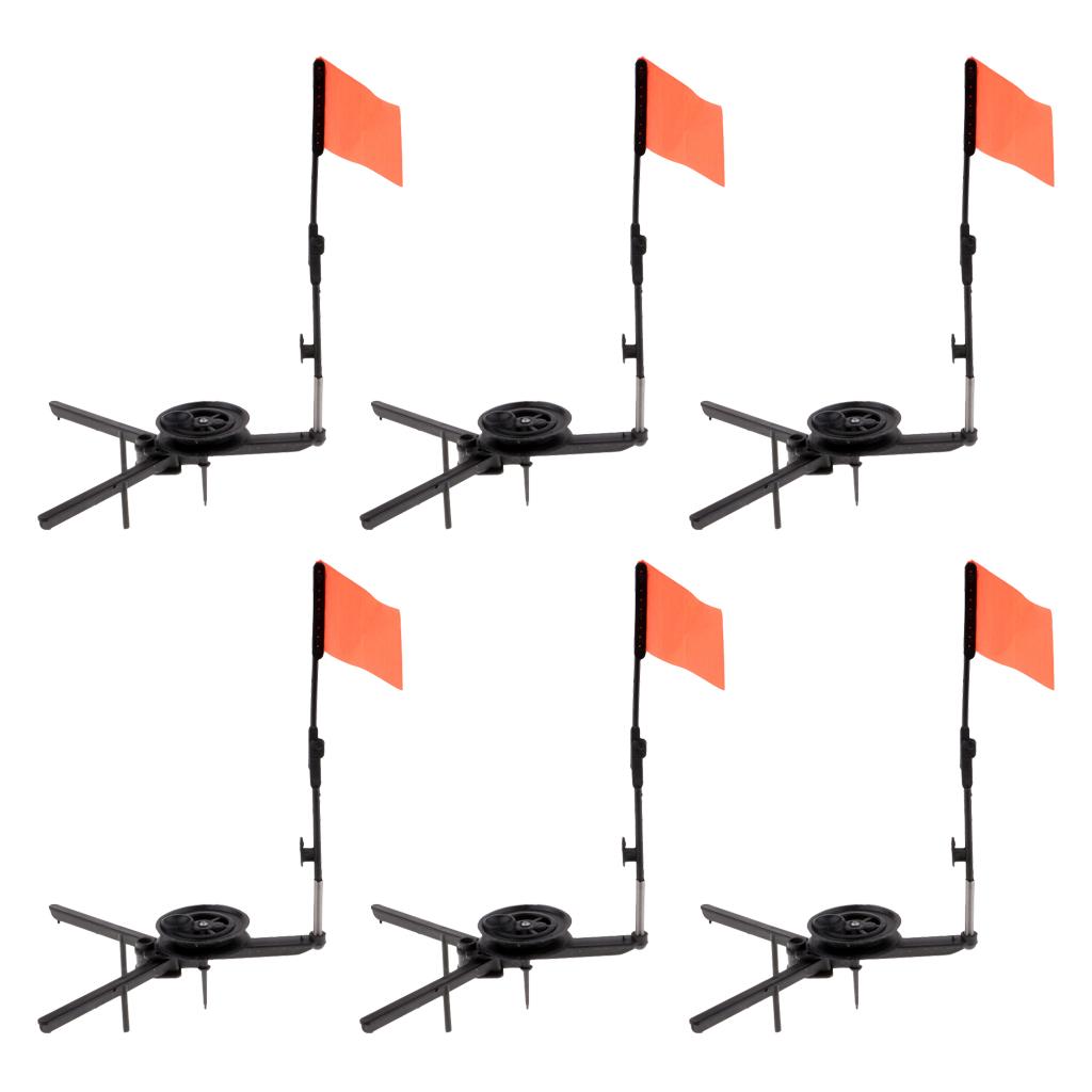 6pcs ABS Ice Fishing Tip-Up Ice Fishing Rod with Hole Cover and Orange Flag