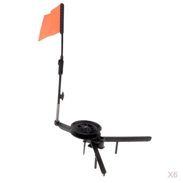 6pcs ABS Ice Fishing Tip-Up Ice Fishing Rod with Hole Cover and Orange Flag