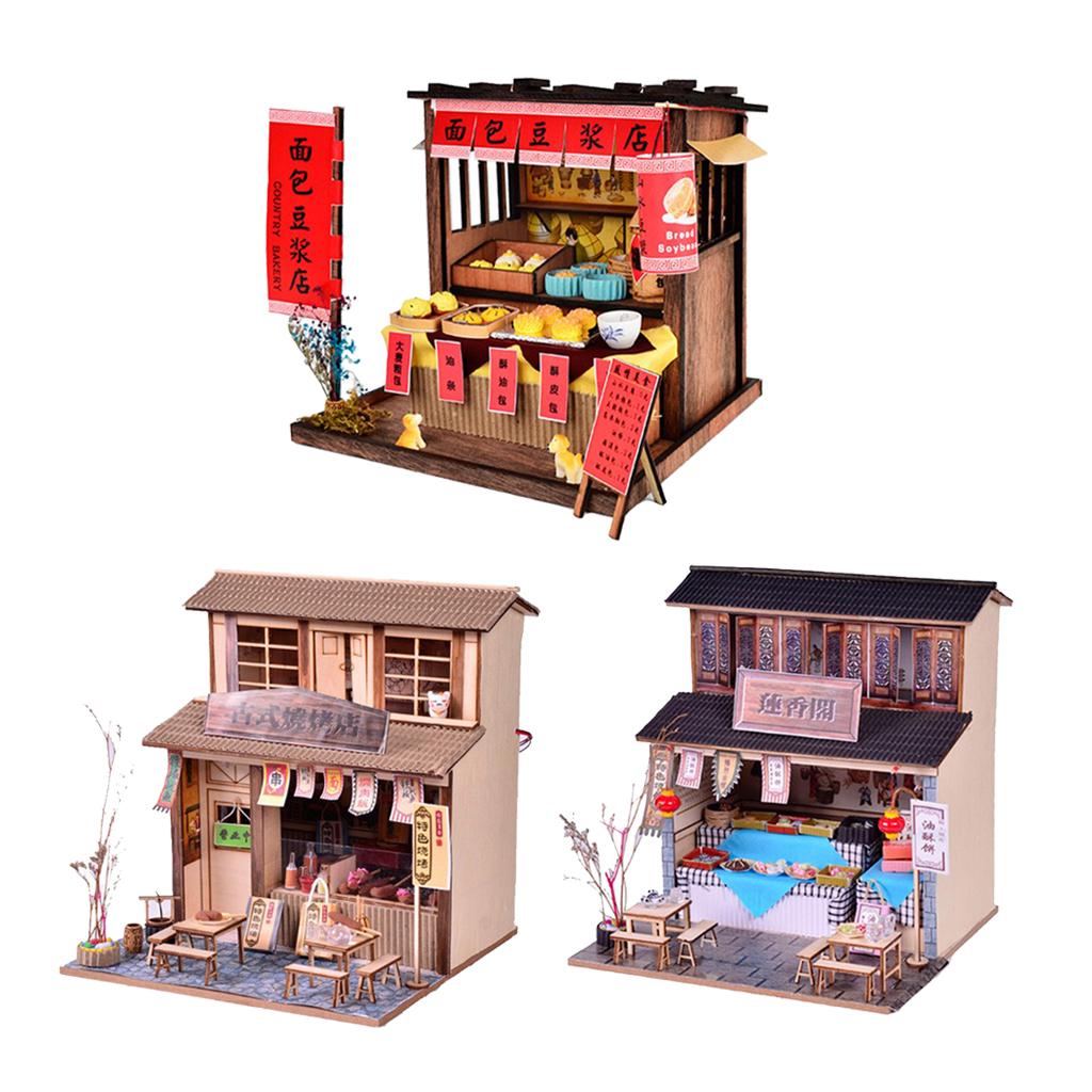 1/24 DIY Miniature Dollhouse Kits with Furniture Chinese Restaurants Gift