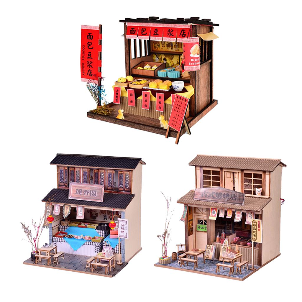 1/24 DIY Miniature Dollhouse Kits with Furniture Chinese Restaurants Gift