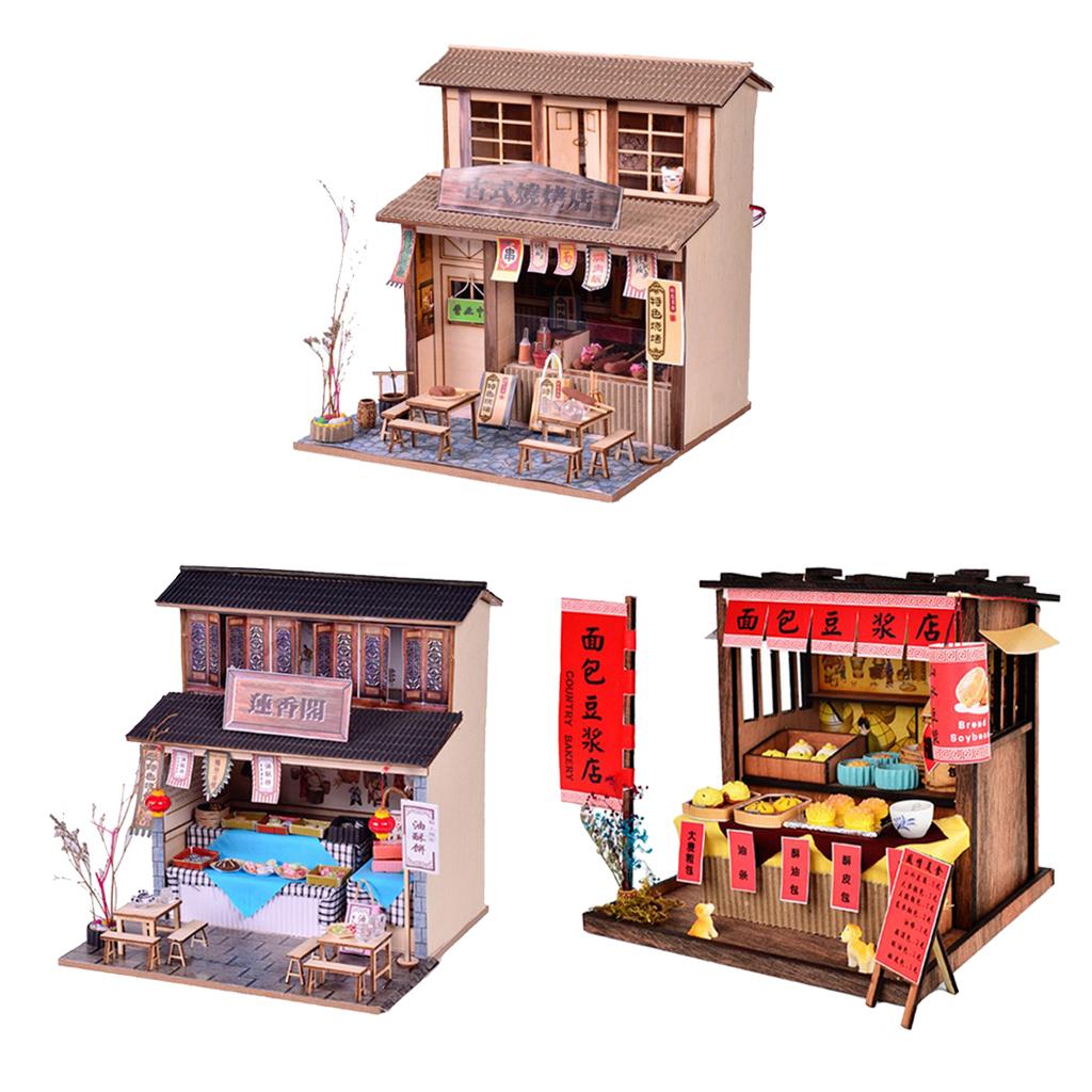 1/24 DIY Miniature Dollhouse Kits with Furniture Chinese Restaurants Gift