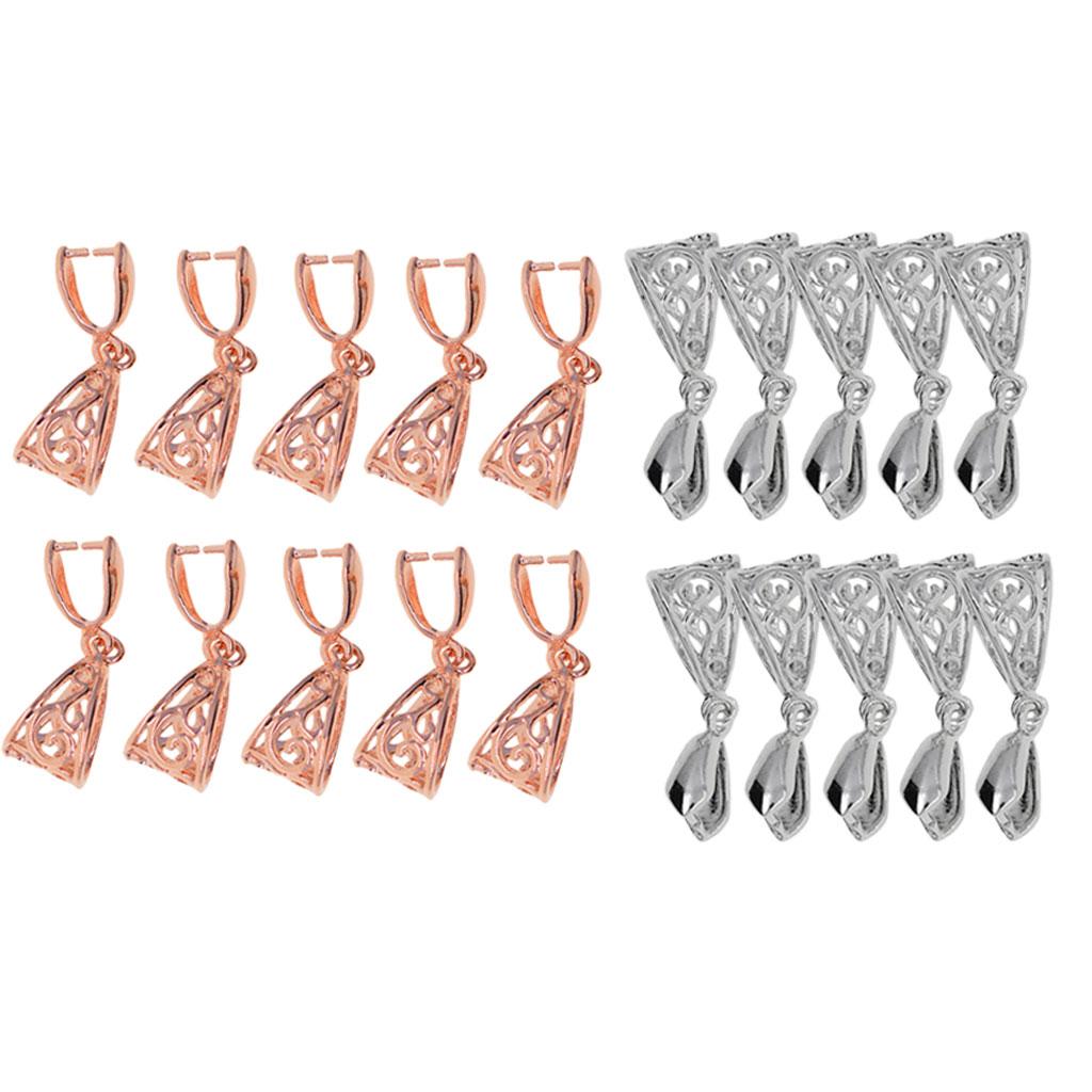 20pcs filigree flower Pendant Pinch Bail Connector DIY Jewelry Platinum/gold