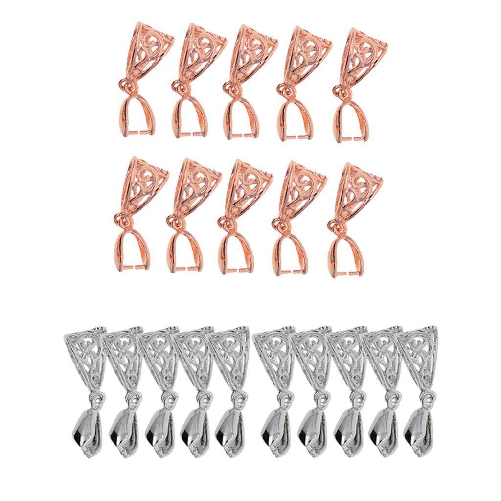 20pcs filigree flower Pendant Pinch Bail Connector DIY Jewelry Platinum/gold