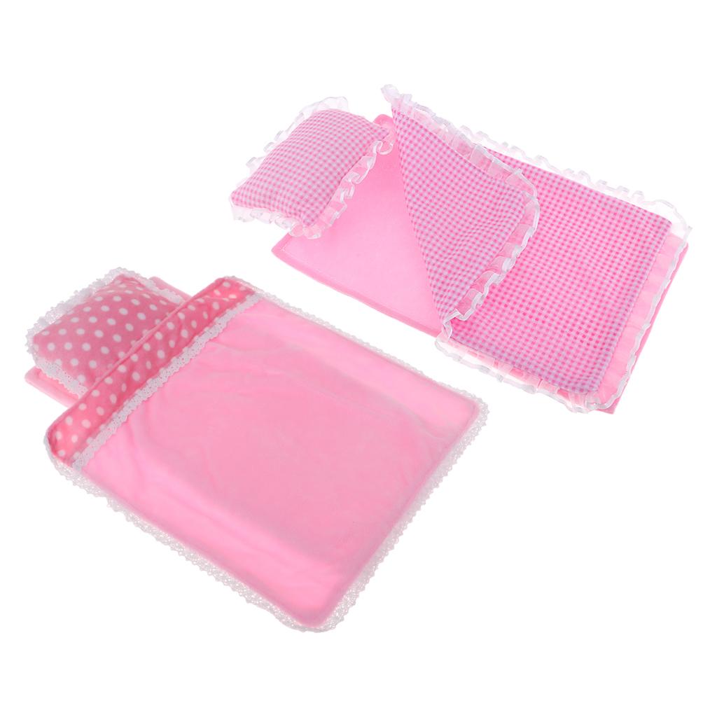 2 Sets Lovely Room Bedding Set for 25cm MellChan Dolls DIY Accessories Pink