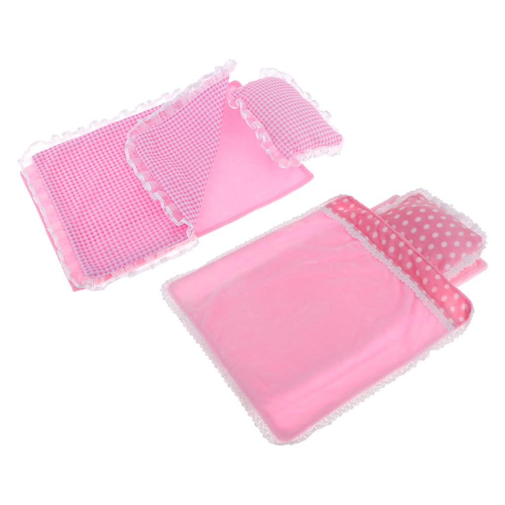 2 Sets Lovely Room Bedding Set for 25cm MellChan Dolls DIY Accessories Pink