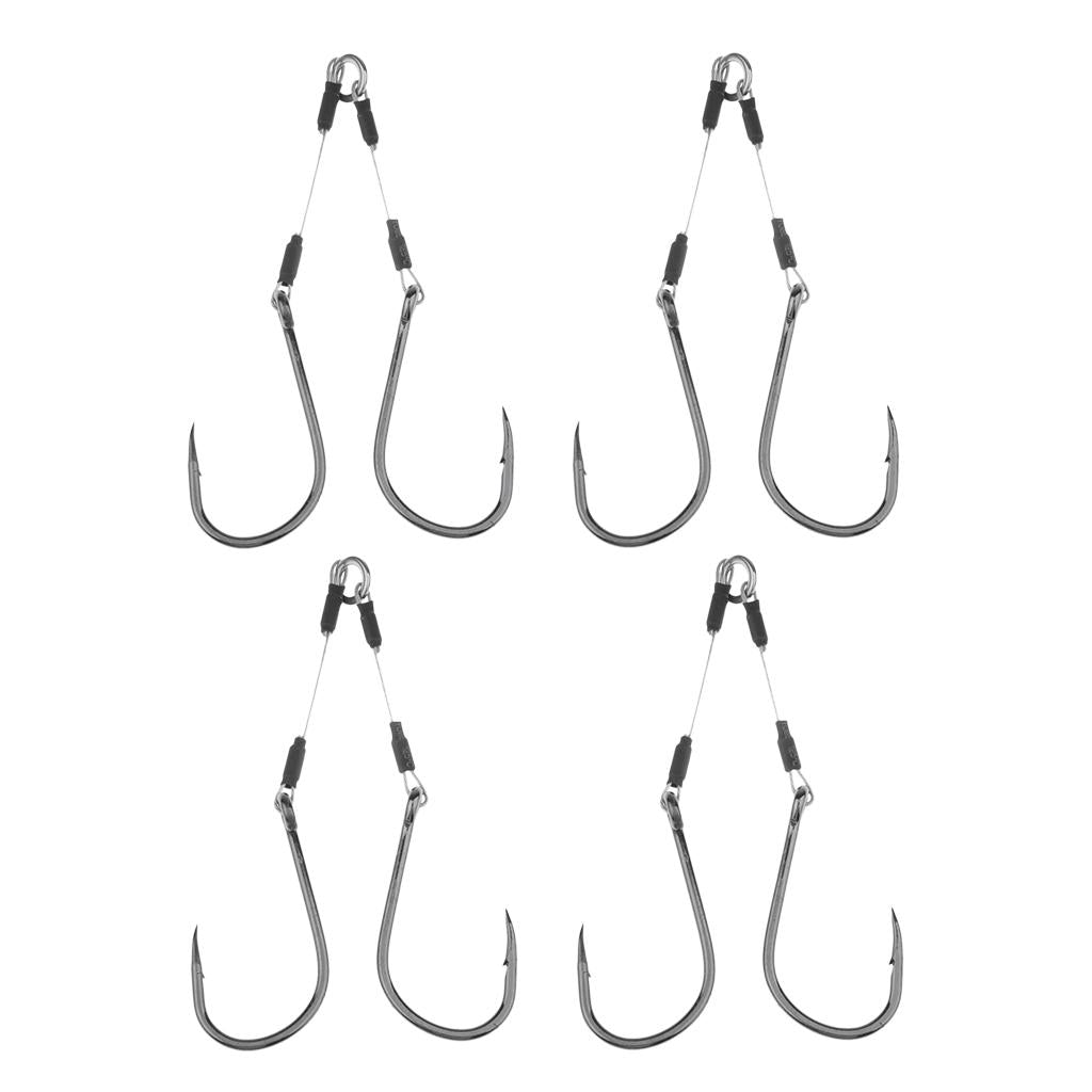 4pcs Jigging Assist Hooks Sea Fishing Hooks Barbed Fishhook with Solid Ring